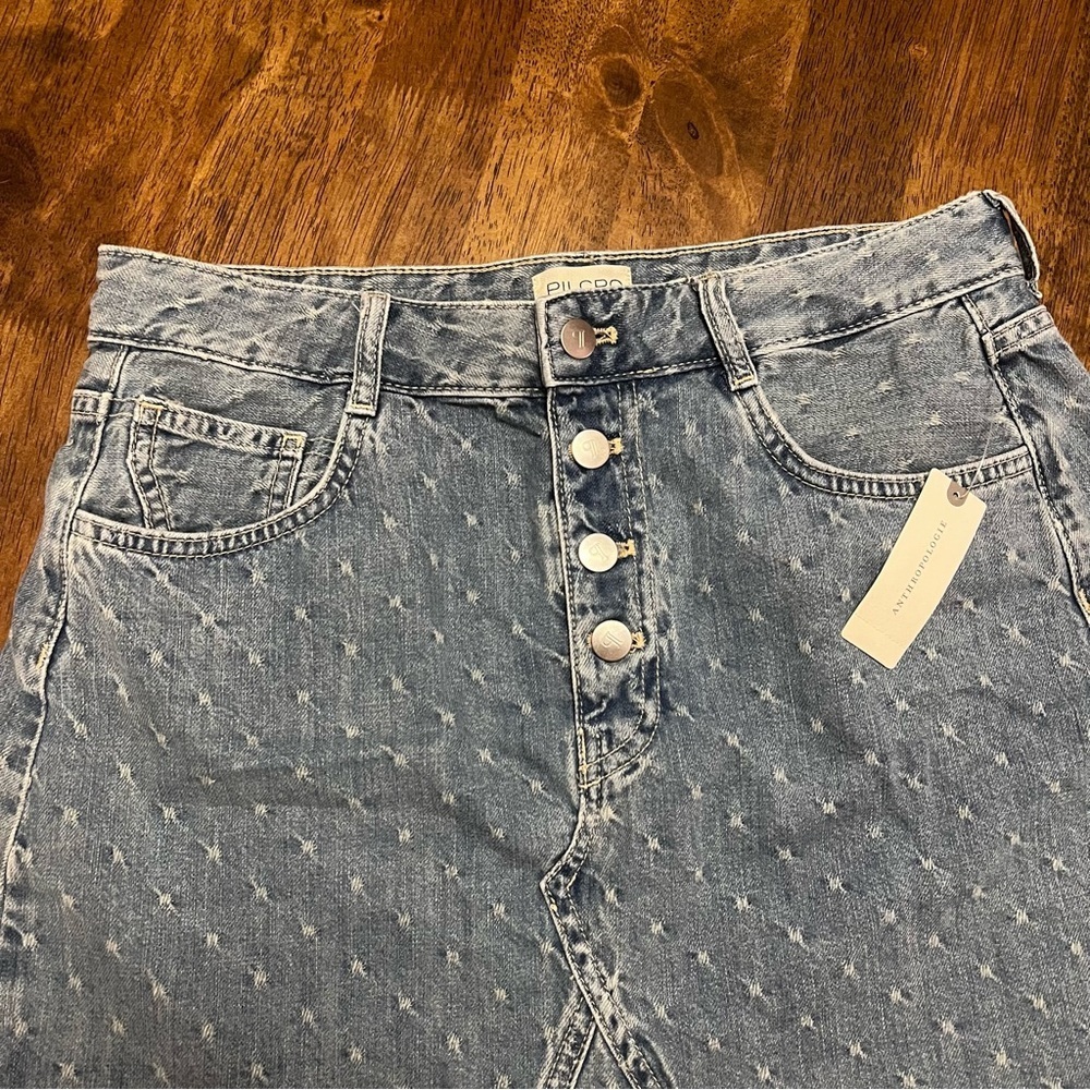 NWT ANTHROPOLOGIE PILCRO JACQUARD DENIM MINI SKIRT SIZE 10 - Picture 5 of 13